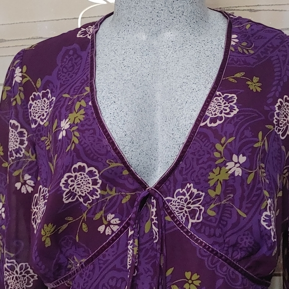 Jules James Long Sleeve Floral Blouse Size 10 - Picture 5 of 7